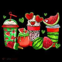 Cute Cups Of Iced Coffee Watermelon Tropical Summer Vacation Coffee Mug thumb 5