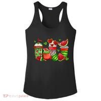 Cute Cups Of Iced Coffee Watermelon Tropical Summer Vacation Ladies PosiCharge Competitor Racerback Tank thumb 0