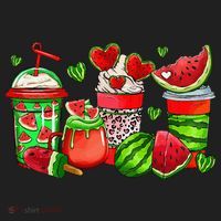 Cute Cups Of Iced Coffee Watermelon Tropical Summer Vacation Tumbler thumb 3