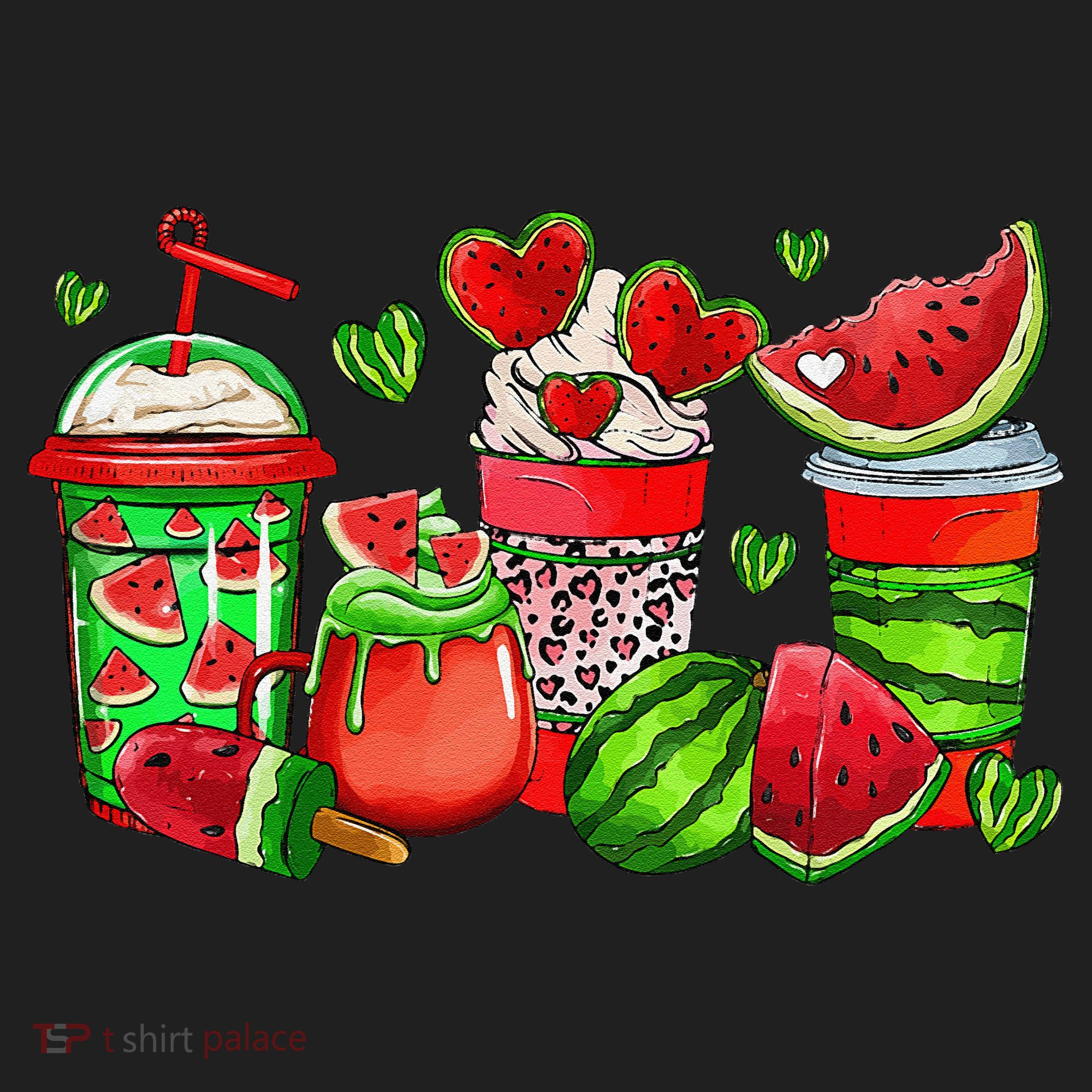 Cute Cups Of Iced Coffee Watermelon Tropical Summer Vacation Tumbler