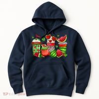Cute Cups Of Iced Coffee Watermelon Tropical Summer Vacation Hoodie thumb 0