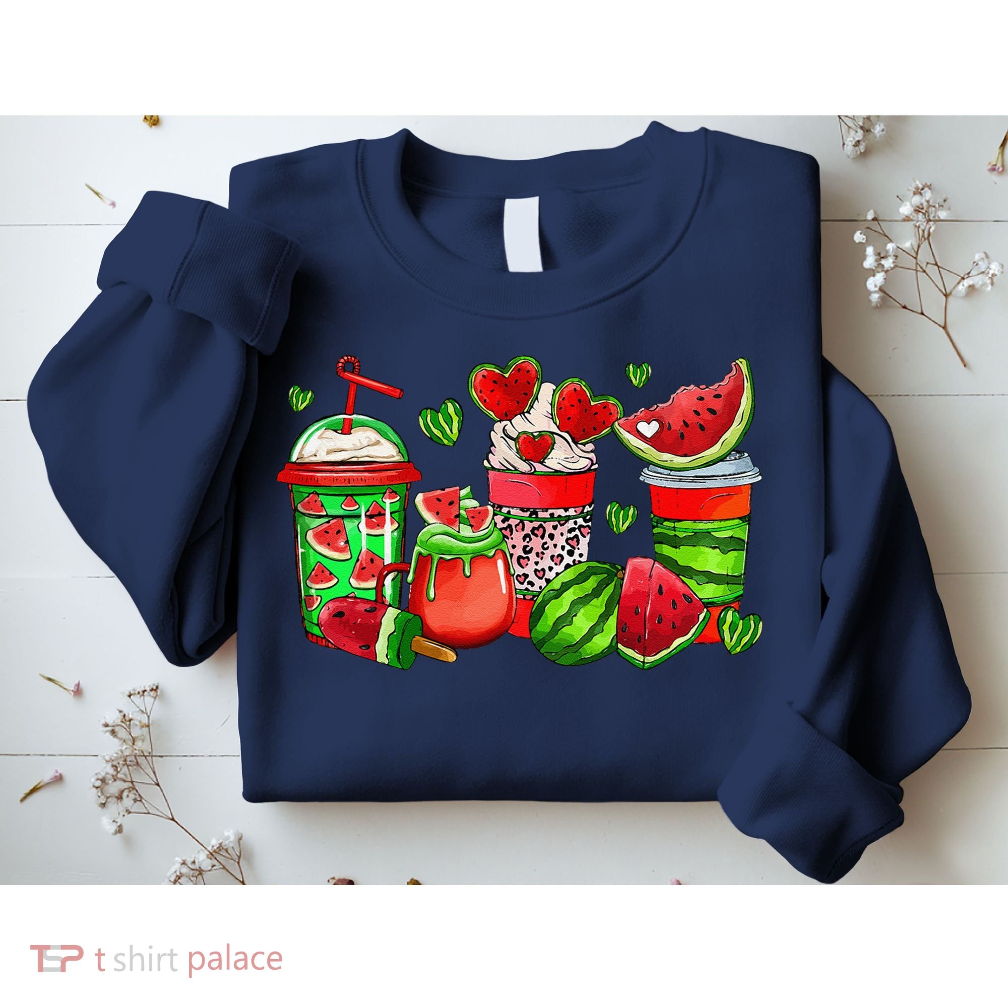 Cute Cups Of Iced Coffee Watermelon Tropical Summer Vacation Sweatshirt