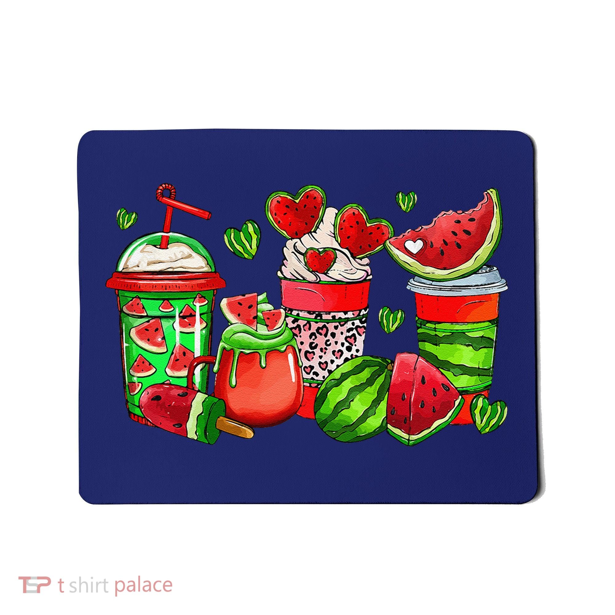 Cute Cups Of Iced Coffee Watermelon Tropical Summer Vacation Mousepad