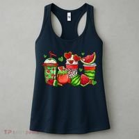Cute Cups Of Iced Coffee Watermelon Tropical Summer Vacation Women's Tank Top thumb 3