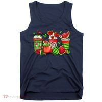 Cute Cups Of Iced Coffee Watermelon Tropical Summer Vacation Tank Top thumb 0