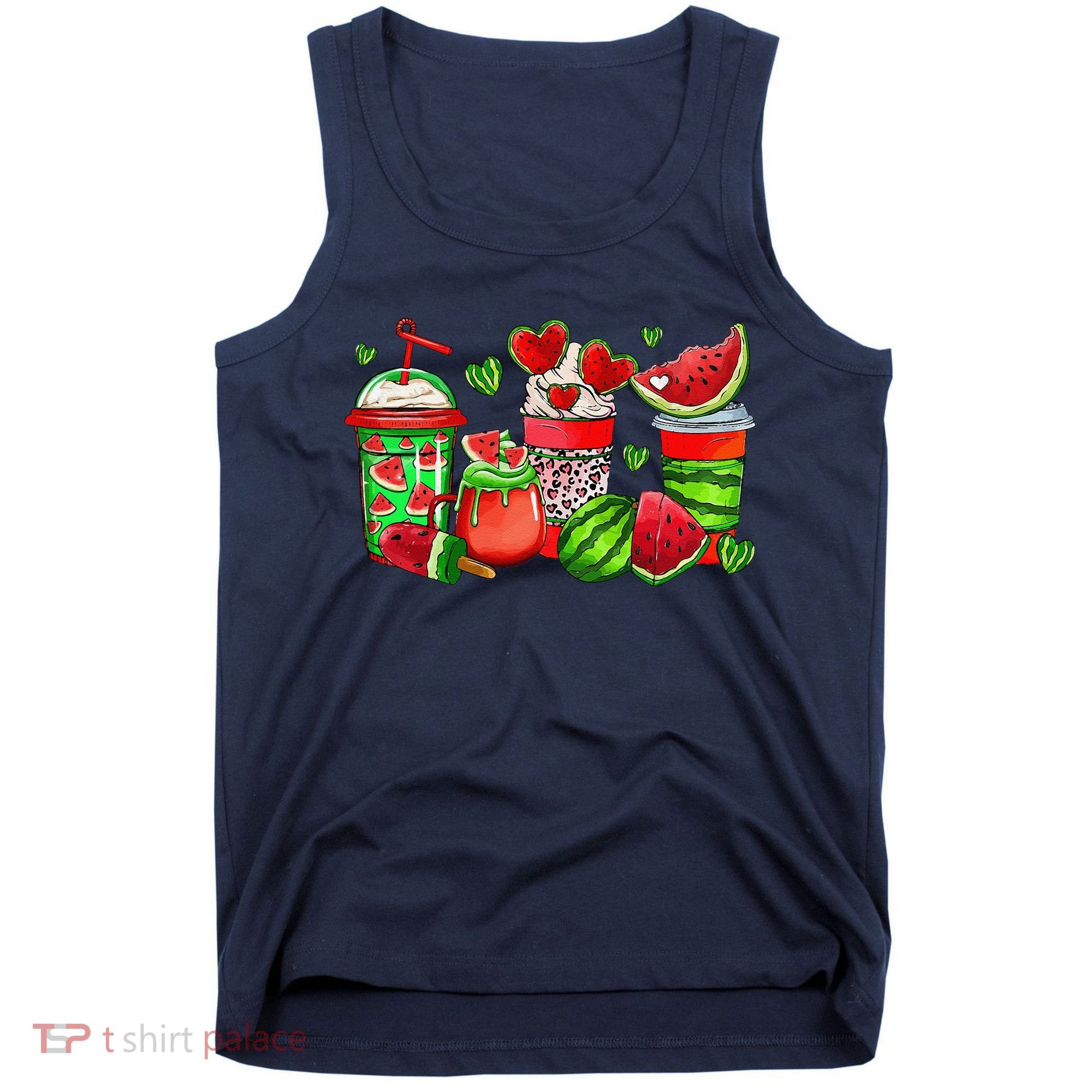 Cute Cups Of Iced Coffee Watermelon Tropical Summer Vacation Tank Top