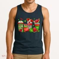 Cute Cups Of Iced Coffee Watermelon Tropical Summer Vacation Tank Top thumb 3