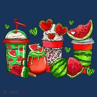 Cute Cups Of Iced Coffee Watermelon Tropical Summer Vacation Tank Top thumb 6