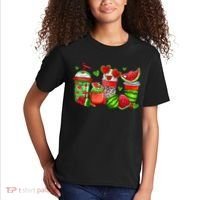Cute Cups Of Iced Coffee Watermelon Tropical Summer Vacation Kids T-Shirt thumb 2