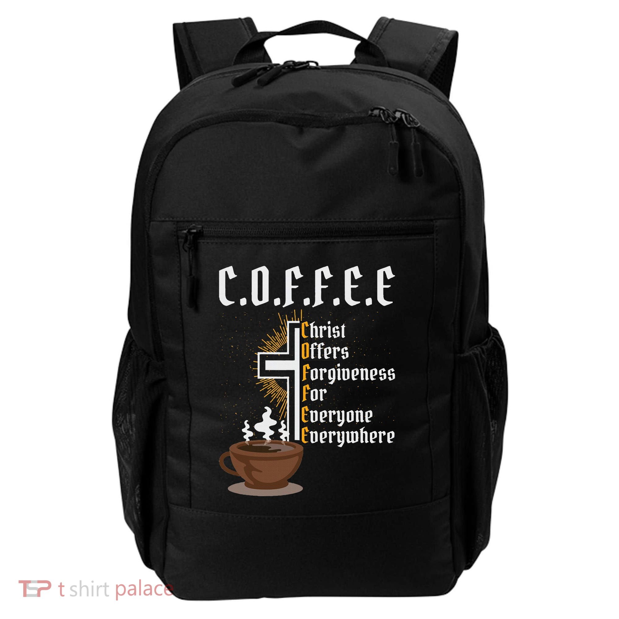 Coffee Christ Offers Forgiveness For Everyone Everywhere Backpack