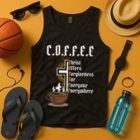 Coffee Christ Offers Forgiveness For Everyone Everywhere Tank Top thumb 4
