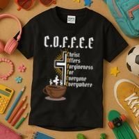 Coffee Christ Offers Forgiveness For Everyone Everywhere Kids T-Shirt thumb 3