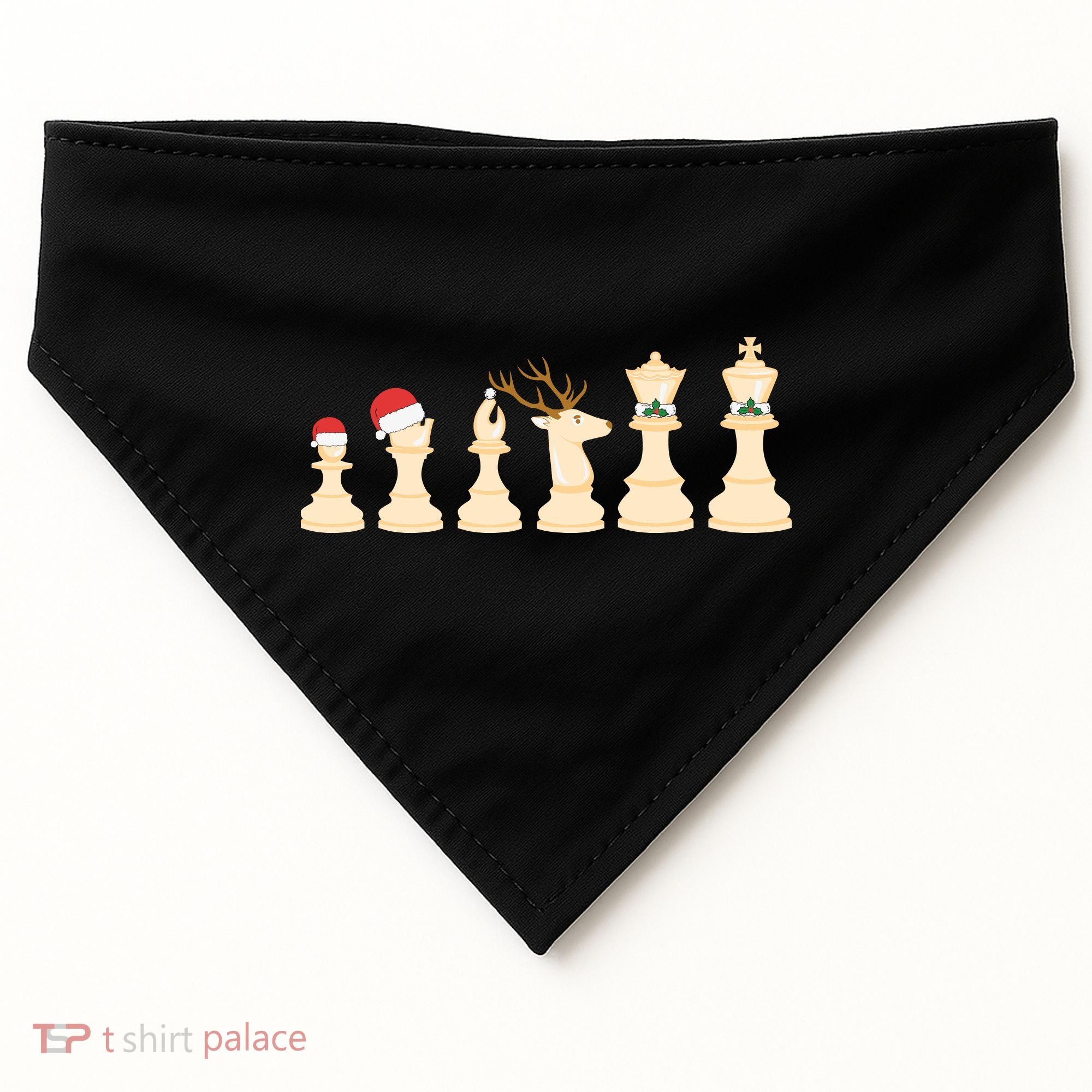 Christmas Chess Pieces Xmas Lights Santa Chess Player USA-Made Doggie Bandana