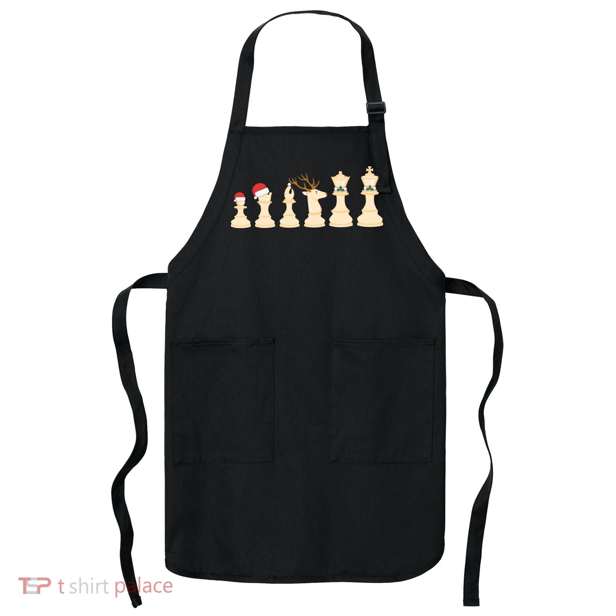 Christmas Chess Pieces Xmas Lights Santa Chess Player Apron