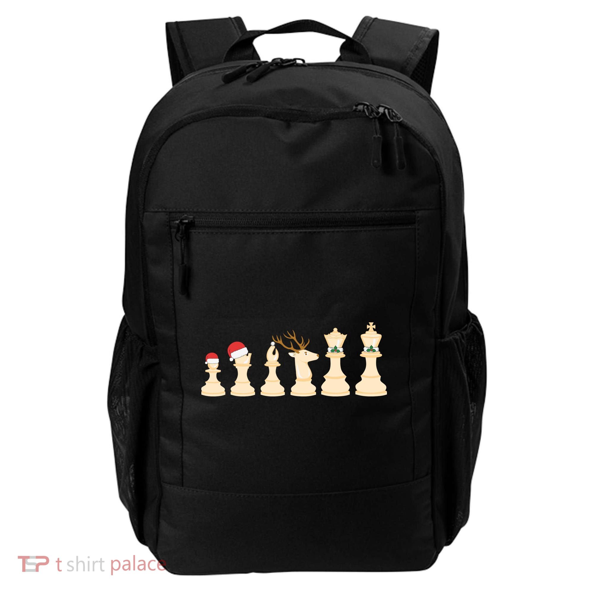 Christmas Chess Pieces Xmas Lights Santa Chess Player Backpack