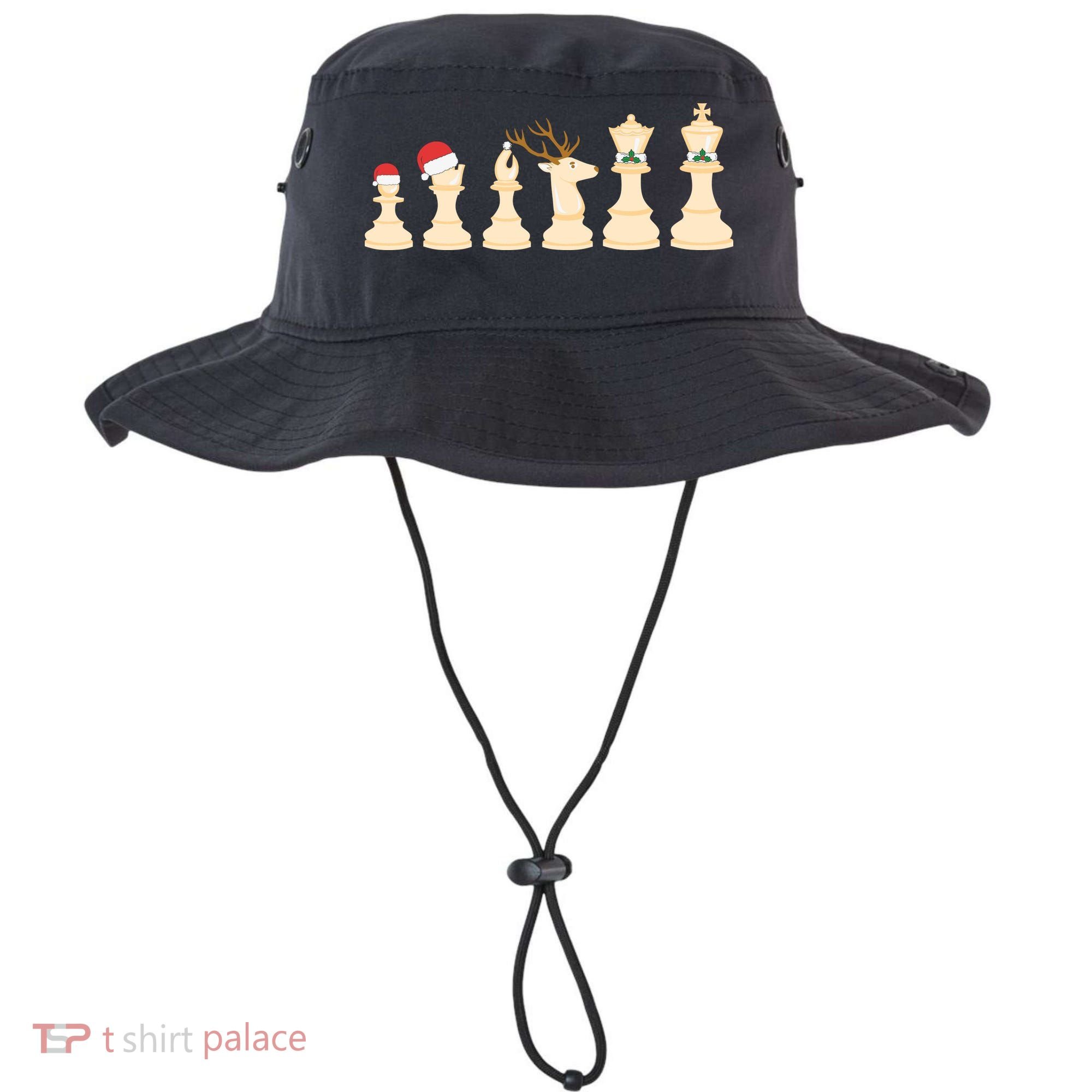 Christmas Chess Pieces Xmas Lights Santa Chess Player Bucket Hat