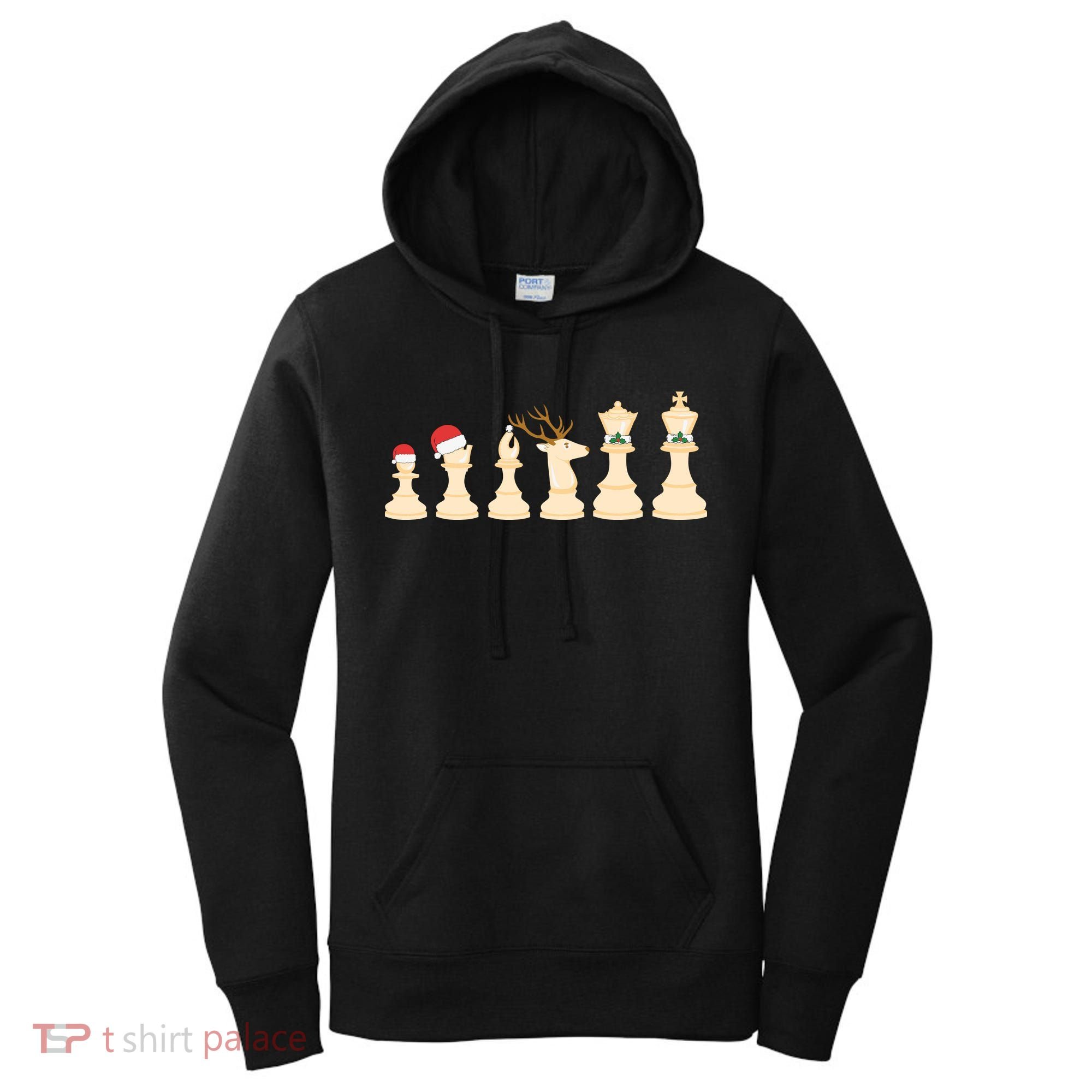 Christmas Chess Pieces Xmas Lights Santa Chess Player Women's Hoodie