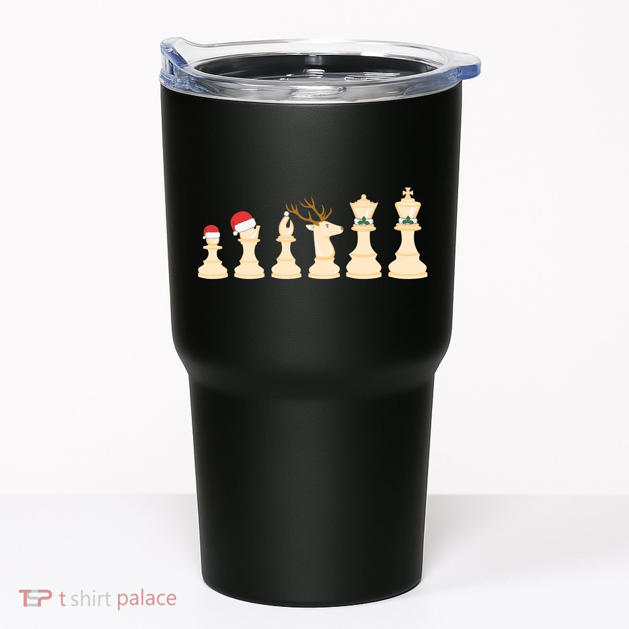 Christmas Chess Pieces Xmas Lights Santa Chess Player Tumbler