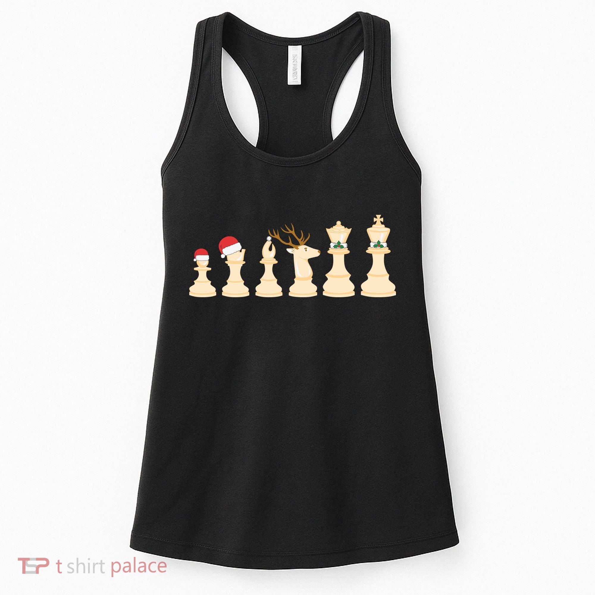 Christmas Chess Pieces Xmas Lights Santa Chess Player Women's Tank Top