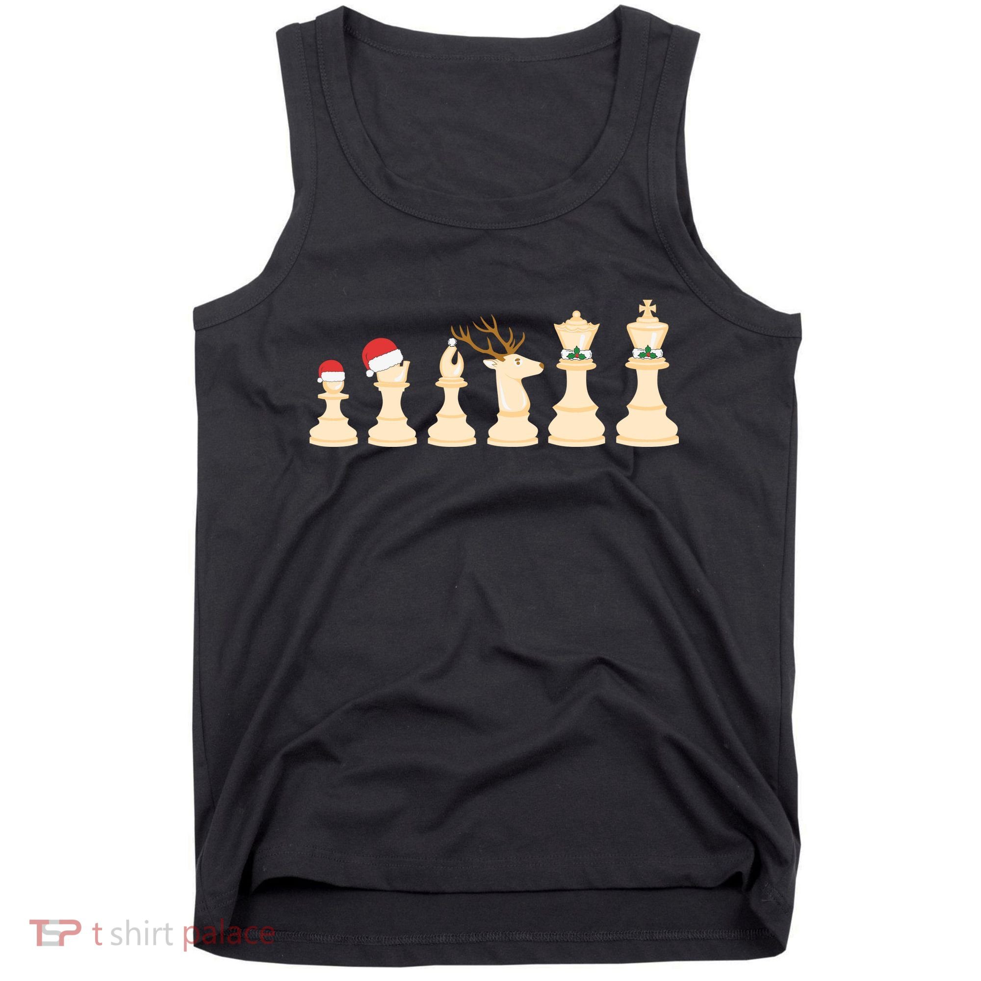 Christmas Chess Pieces Xmas Lights Santa Chess Player Tank Top