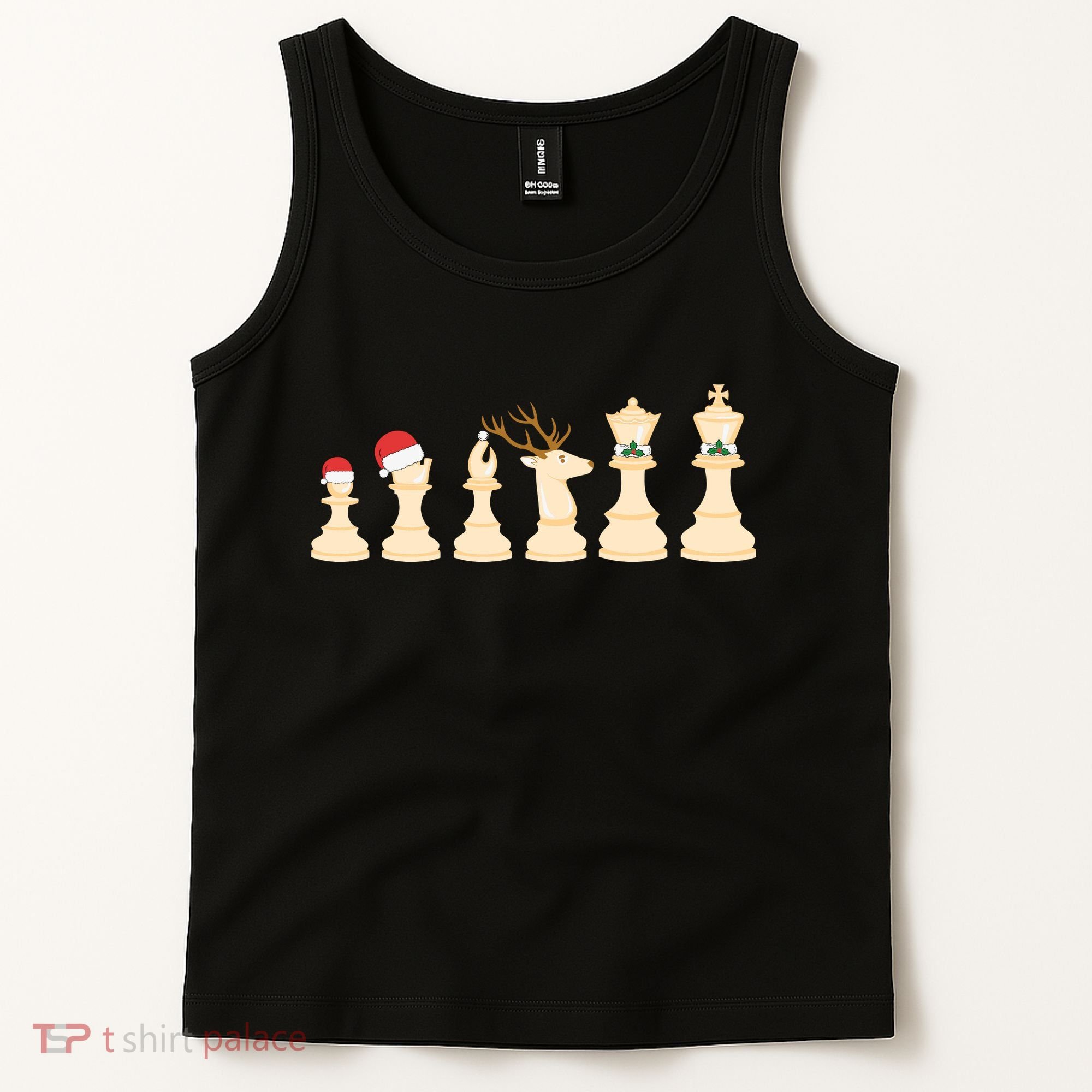 Christmas Chess Pieces Xmas Lights Santa Chess Player Tank Top
