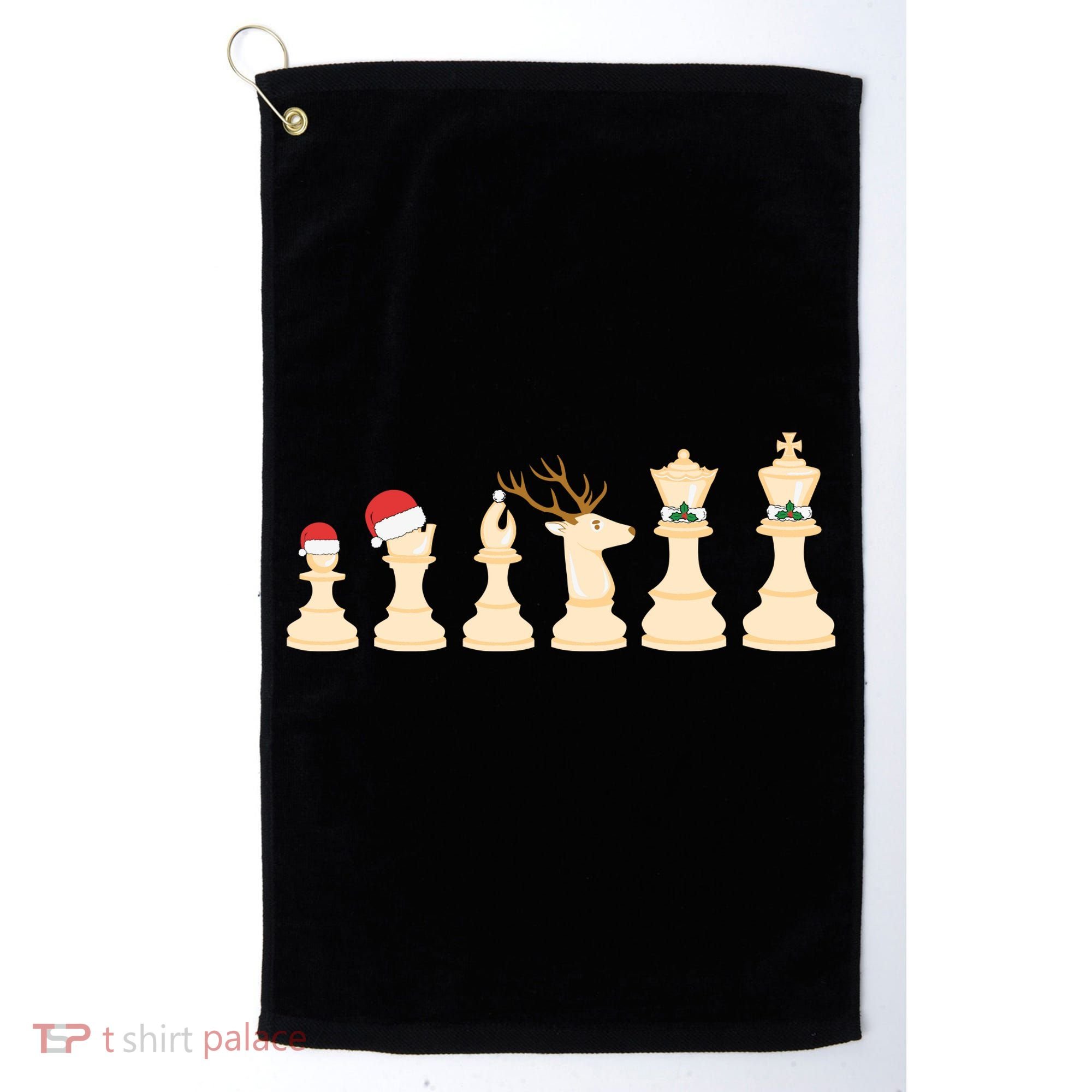 Christmas Chess Pieces Xmas Lights Santa Chess Player Golf Towel