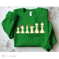 Christmas Chess Pieces Xmas Lights Santa Chess Player Sweatshirt thumb 2