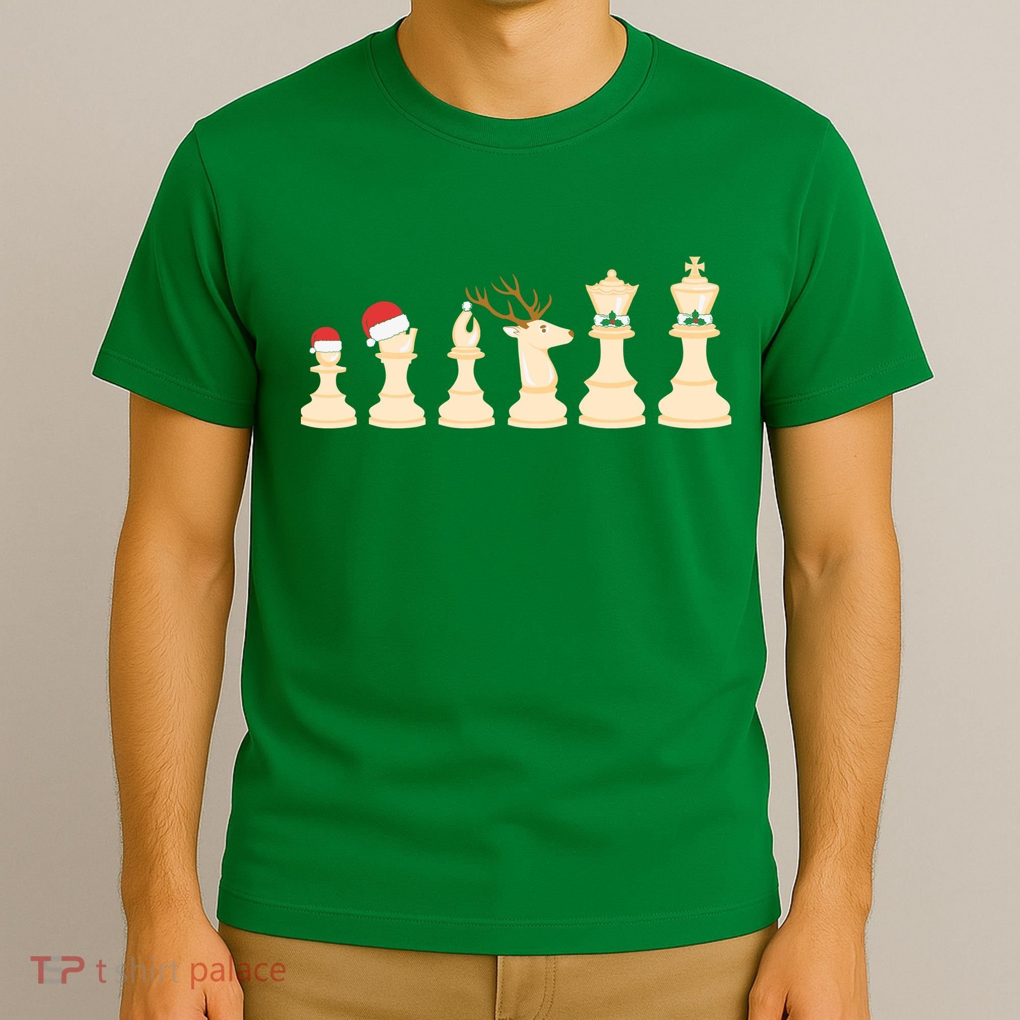 Christmas Chess Pieces Xmas Lights Santa Chess Player T-Shirt