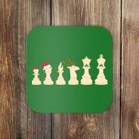 Christmas Chess Pieces Xmas Lights Santa Chess Player Coaster thumb 0