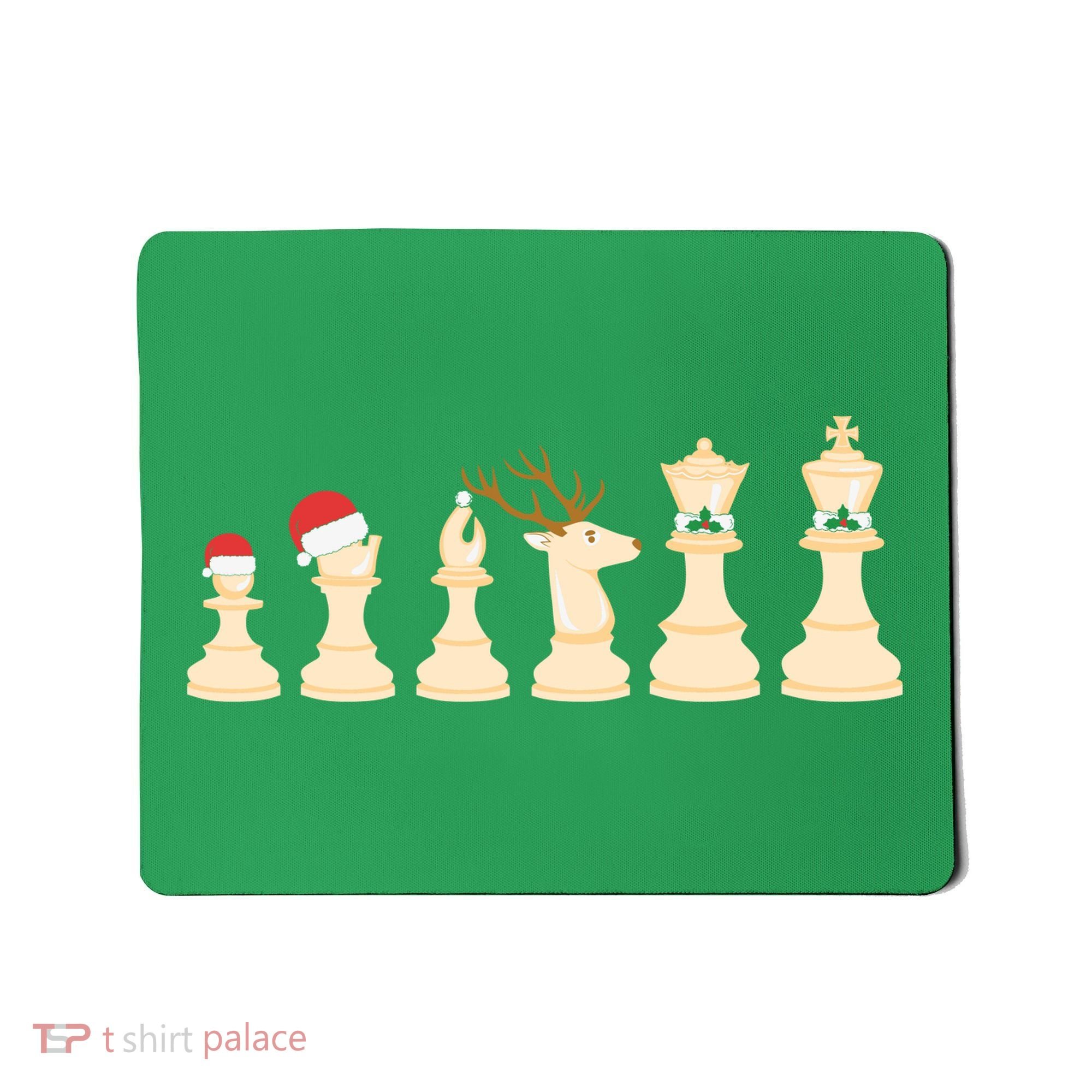 Christmas Chess Pieces Xmas Lights Santa Chess Player Mousepad