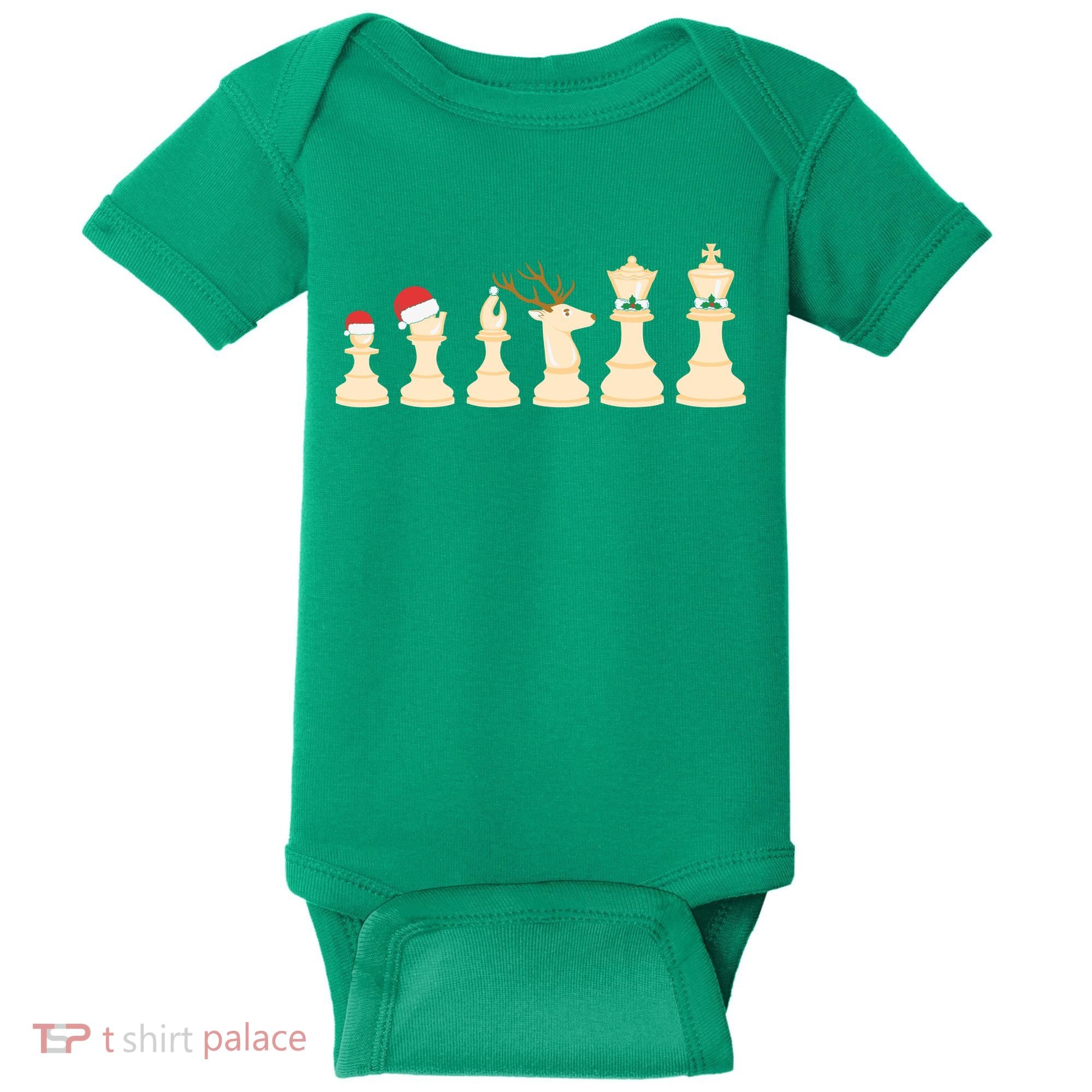 Christmas Chess Pieces Xmas Lights Santa Chess Player Baby Bodysuit