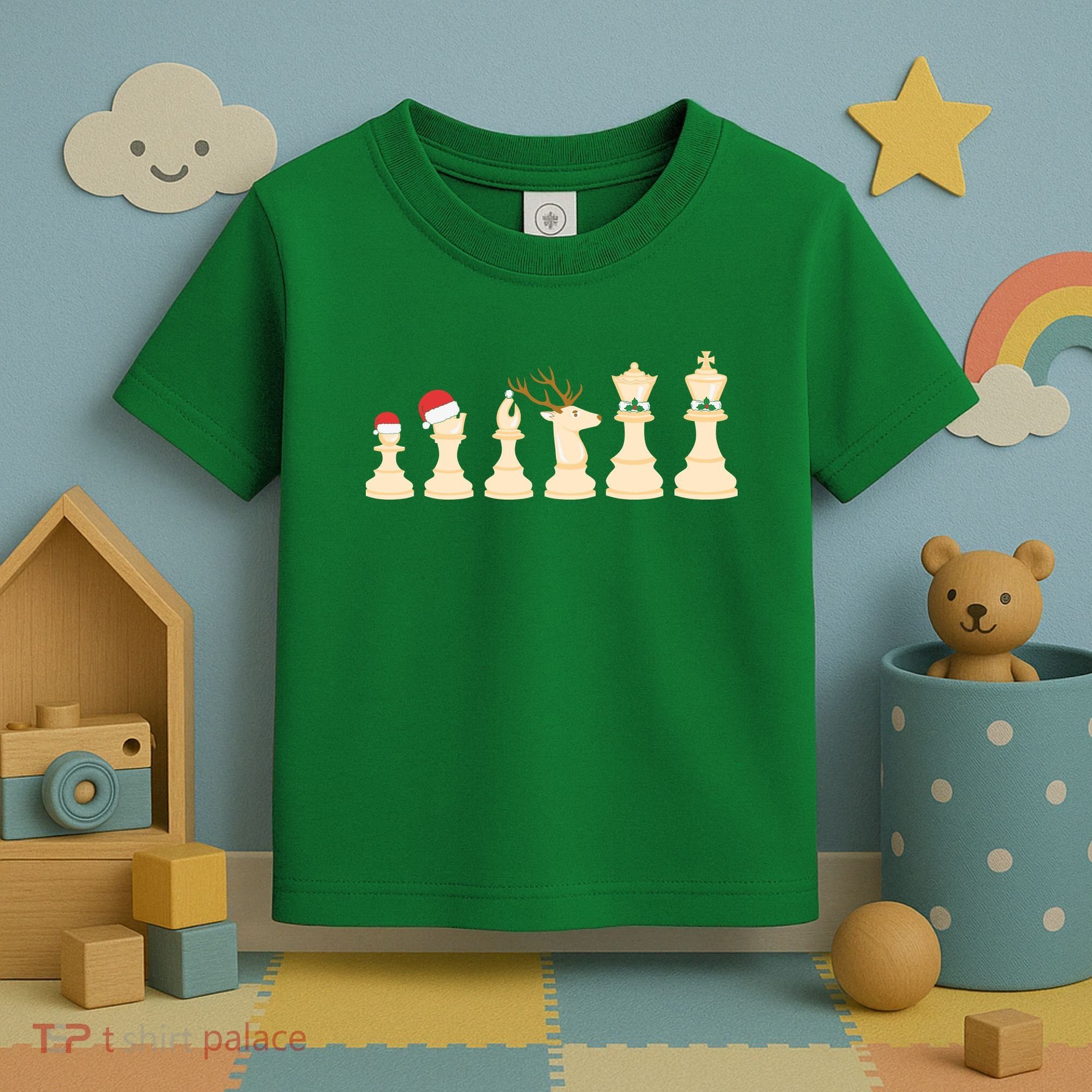 Christmas Chess Pieces Xmas Lights Santa Chess Player Toddler T-Shirt