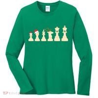 Christmas Chess Pieces Xmas Lights Santa Chess Player Women's Long Sleeve Shirt thumb 0