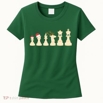 Christmas Chess Pieces Xmas Lights Santa Chess Player Women's T-Shirt