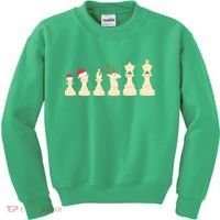 Christmas Chess Pieces Xmas Lights Santa Chess Player Kids Sweatshirt thumb 0