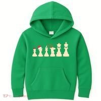 Christmas Chess Pieces Xmas Lights Santa Chess Player Kids Hoodie thumb 0