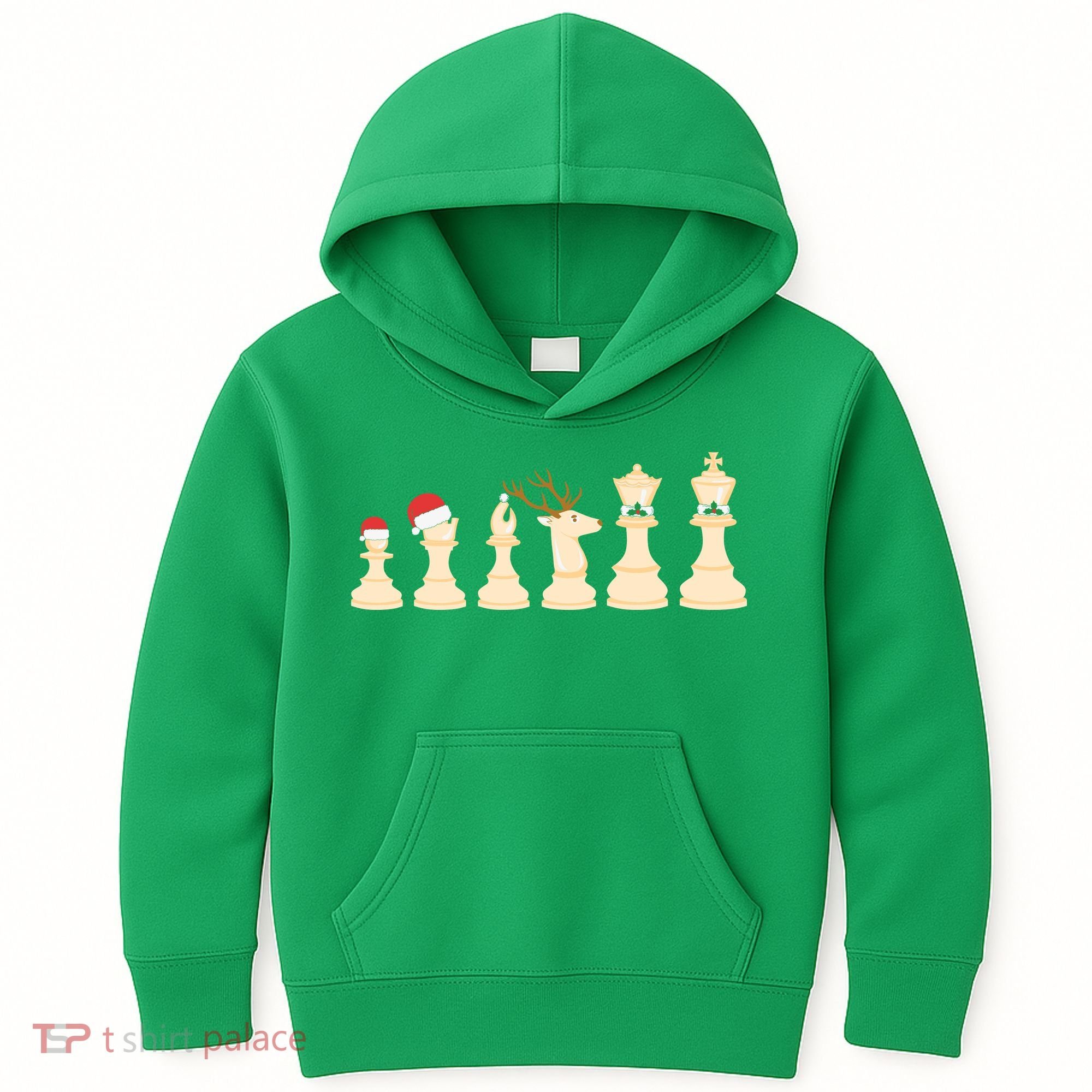 Christmas Chess Pieces Xmas Lights Santa Chess Player Kids Hoodie