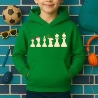 Christmas Chess Pieces Xmas Lights Santa Chess Player Kids Hoodie thumb 2
