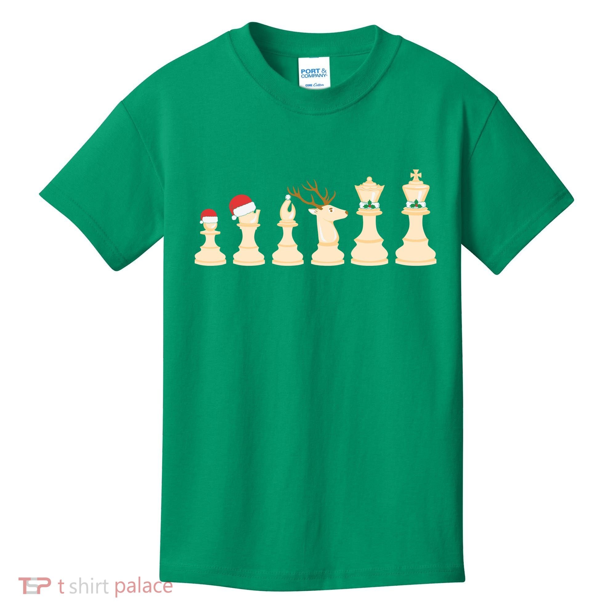 Christmas Chess Pieces Xmas Lights Santa Chess Player Kids T-Shirt