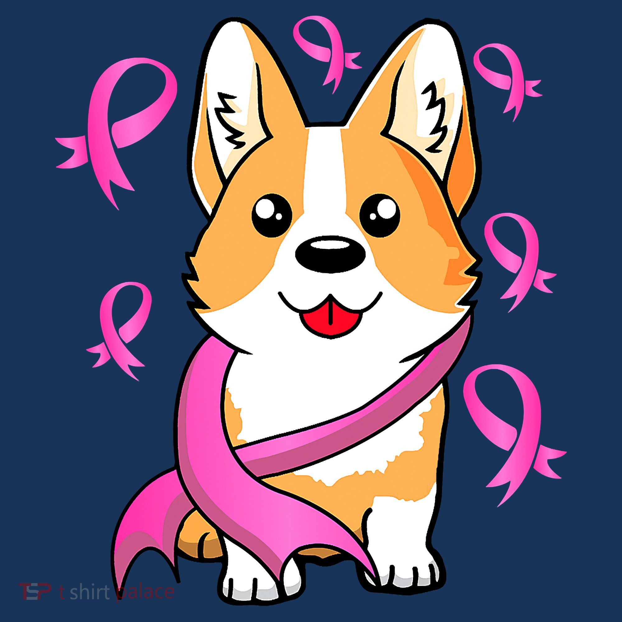 Cute Corgi Puppy Dog Breast Cancer Awareness Pink Ribbon Women's Hoodie