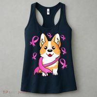 Cute Corgi Puppy Dog Breast Cancer Awareness Pink Ribbon Women's Tank Top thumb 3