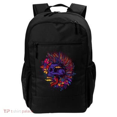 Cool Colorful Punk Mohawk Skull Backpack