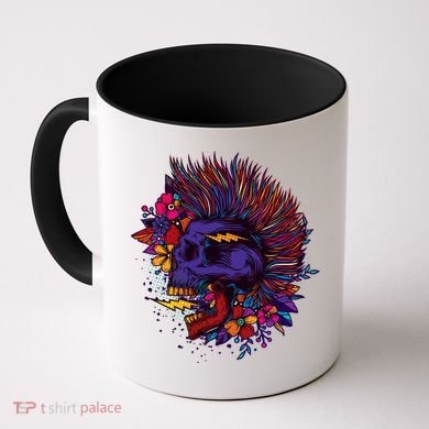 Cool Colorful Punk Mohawk Skull Coffee Mug