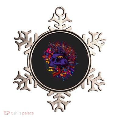 Cool Colorful Punk Mohawk Skull Ornament