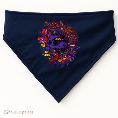 Cool Colorful Punk Mohawk Skull USA-Made Doggie Bandana
