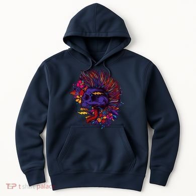 Cool Colorful Punk Mohawk Skull Hoodie