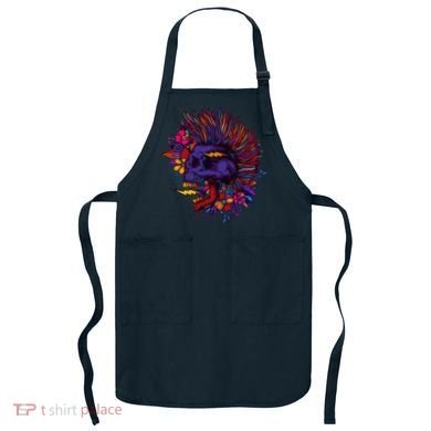 Cool Colorful Punk Mohawk Skull Apron