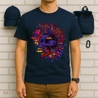 Cool Colorful Punk Mohawk Skull T-Shirt thumb 6