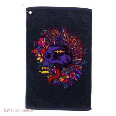 Cool Colorful Punk Mohawk Skull Golf Towel