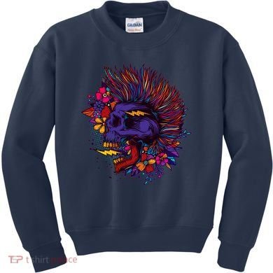 Cool Colorful Punk Mohawk Skull Kids Sweatshirt